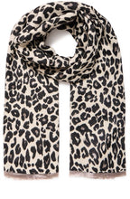 Vileopard Black Mix Leopard Print Frayed Edge Scarf