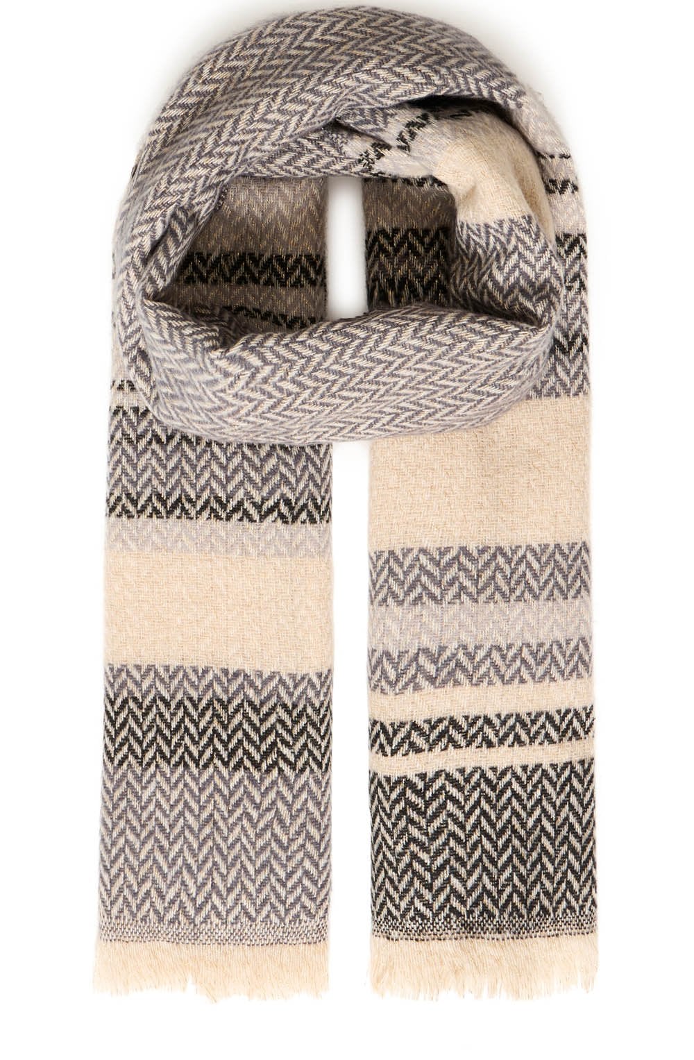 Viluxi Grey and Gold Chevron Scarf