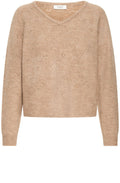 Walnut Melange V Neck Jumper