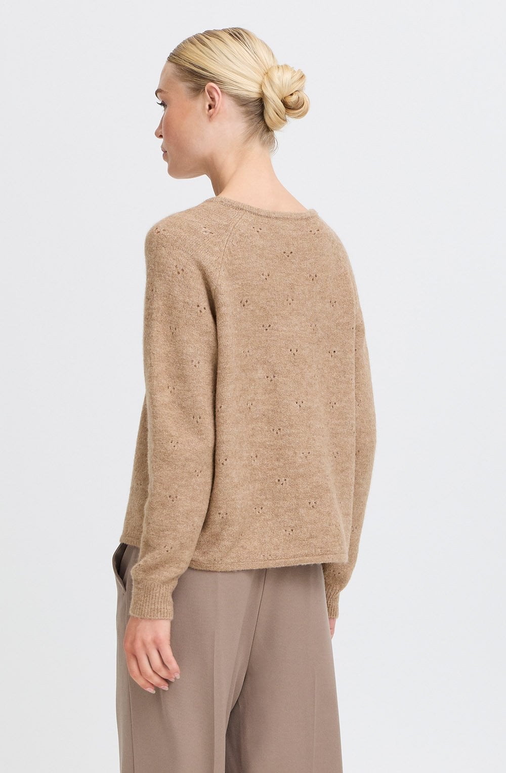 Walnut Melange V Neck Jumper