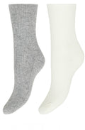 White and Grey Knitted Socks