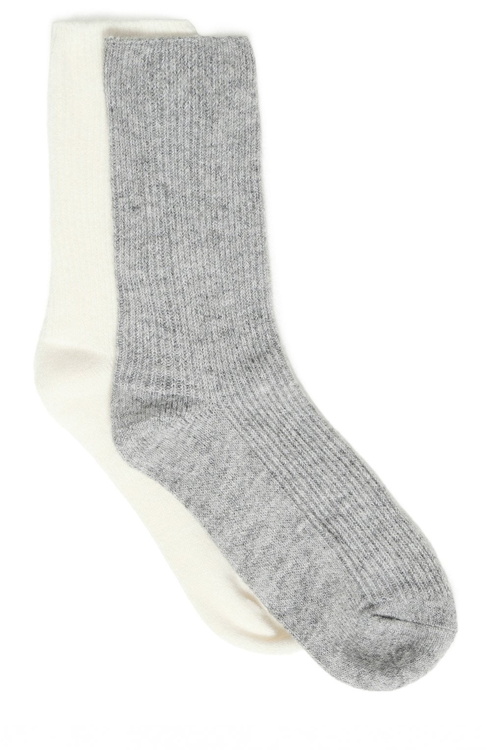 White and Grey Knitted Socks