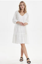 White Lace Effect Smock Dress