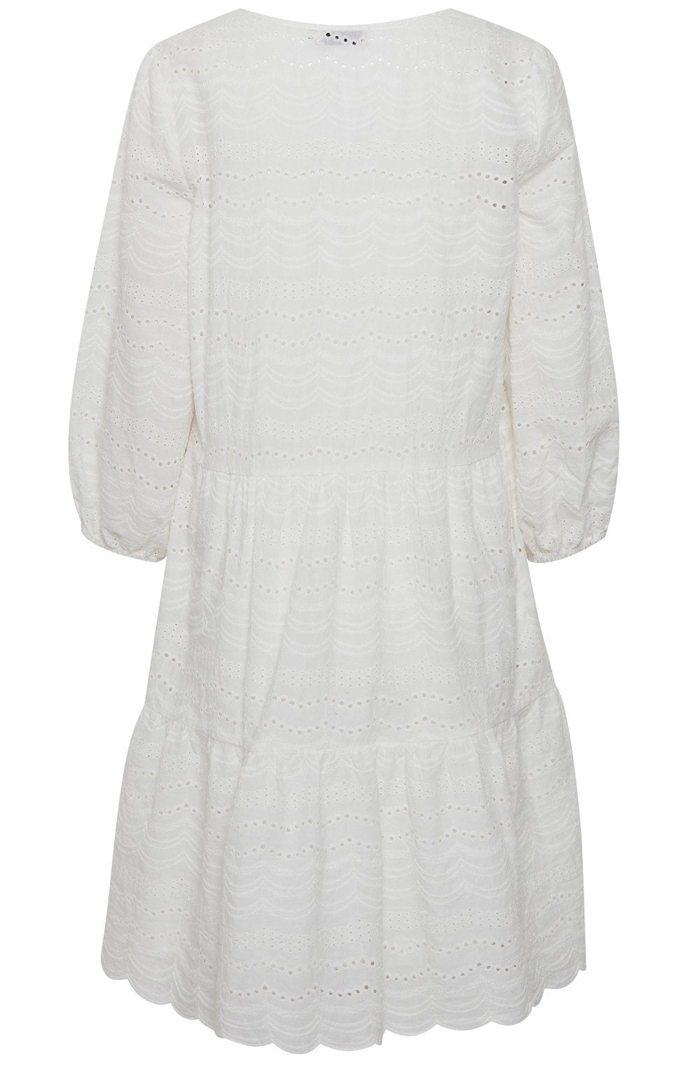 White Lace Effect Smock Dress