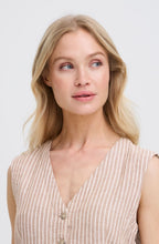 Woodsmoke and White Striped Linen Mix Waistcoat