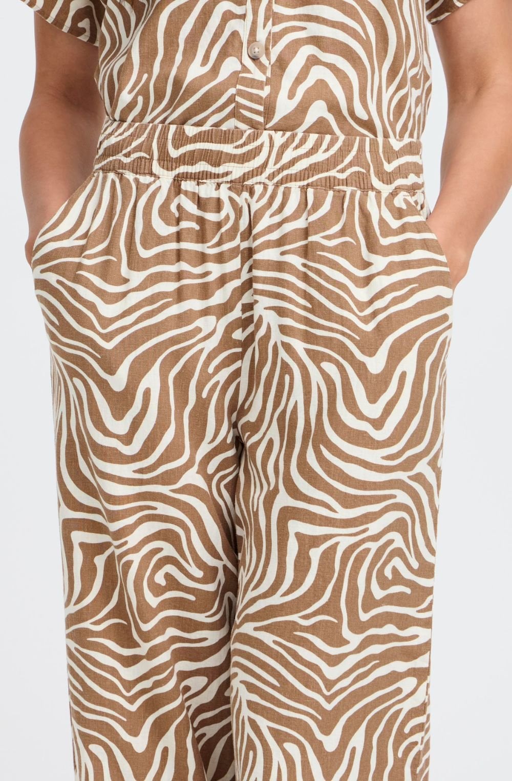 Woodsmoke Animal Print Linen Mix Cropped Trousers