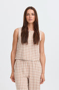 Woodsmoke Check Linen Mix Button Back Blouse