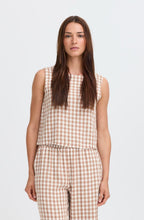 Woodsmoke Check Linen Mix Button Back Blouse