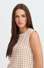 Woodsmoke Check Linen Mix Button Back Blouse