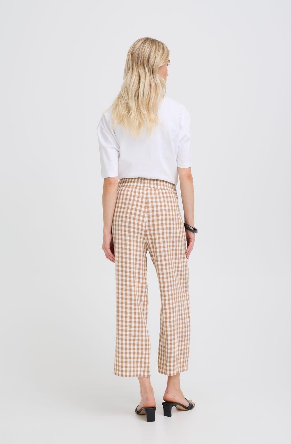 Woodsmoke Checked Linen Mix Cropped Trousers