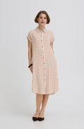 Woodsmoke Checked Linen Mix Shirt Dress