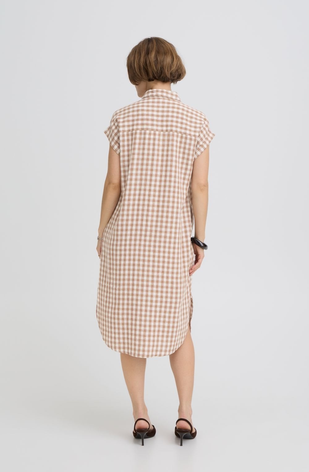 Woodsmoke Checked Linen Mix Shirt Dress