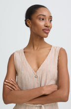 Woodsmoke Stripe Linen Mix Sleeveless Dress