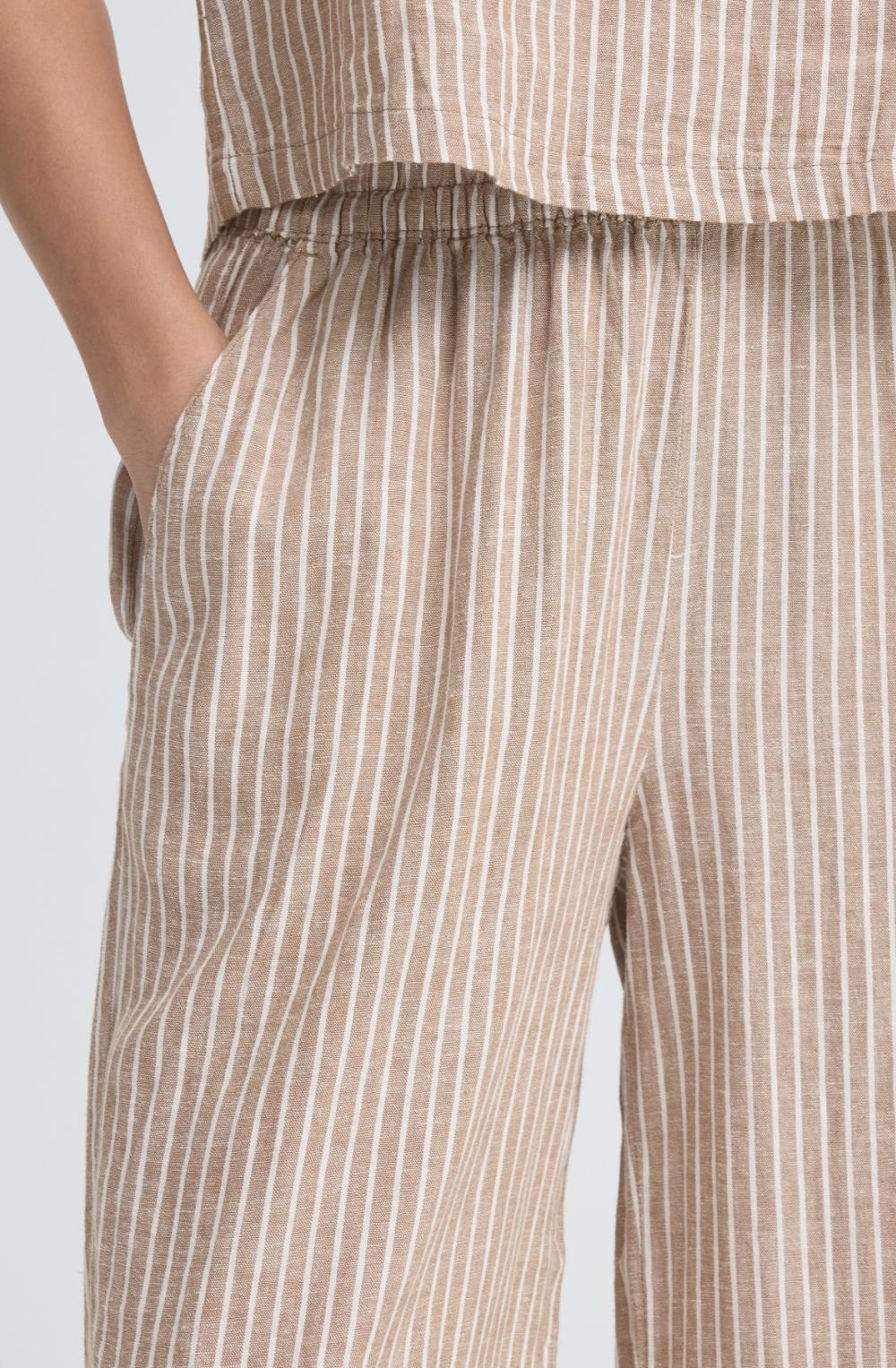 Woodsmoke Striped Linen Mix Cropped Trousers