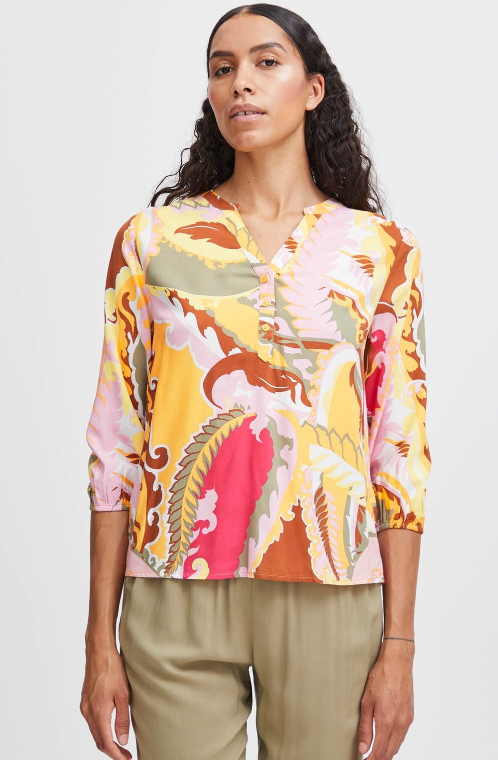 Yarrow Paisley V Neck Blouse