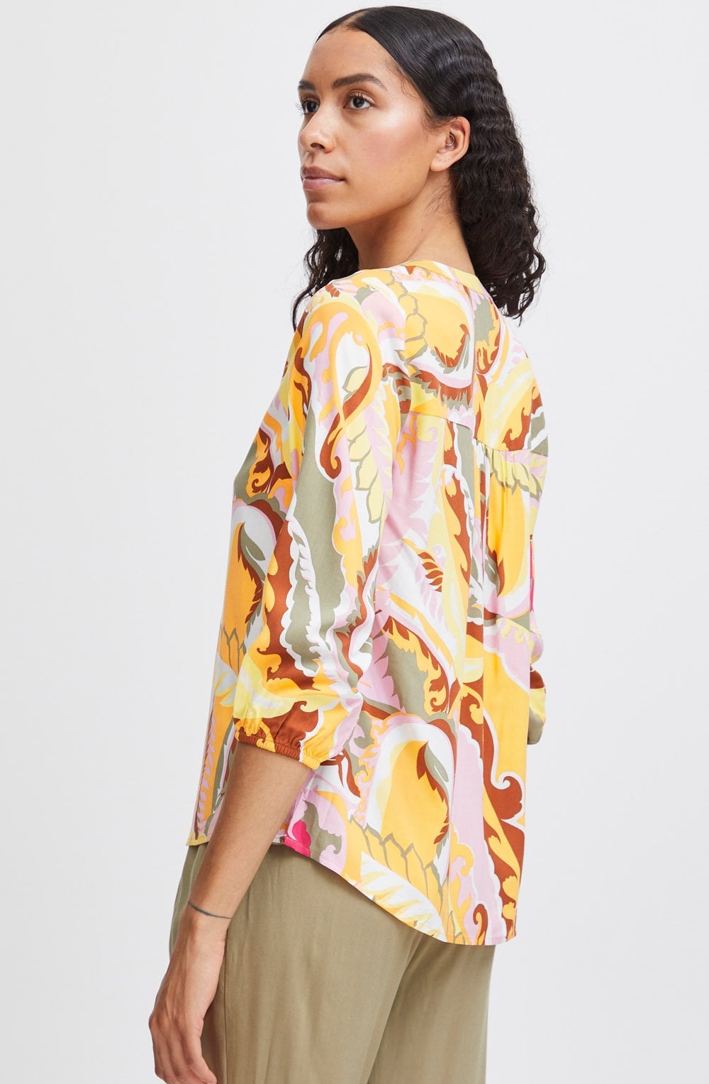 Yarrow Paisley V Neck Blouse