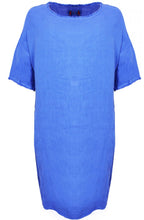 Blue Linen Shift Dress