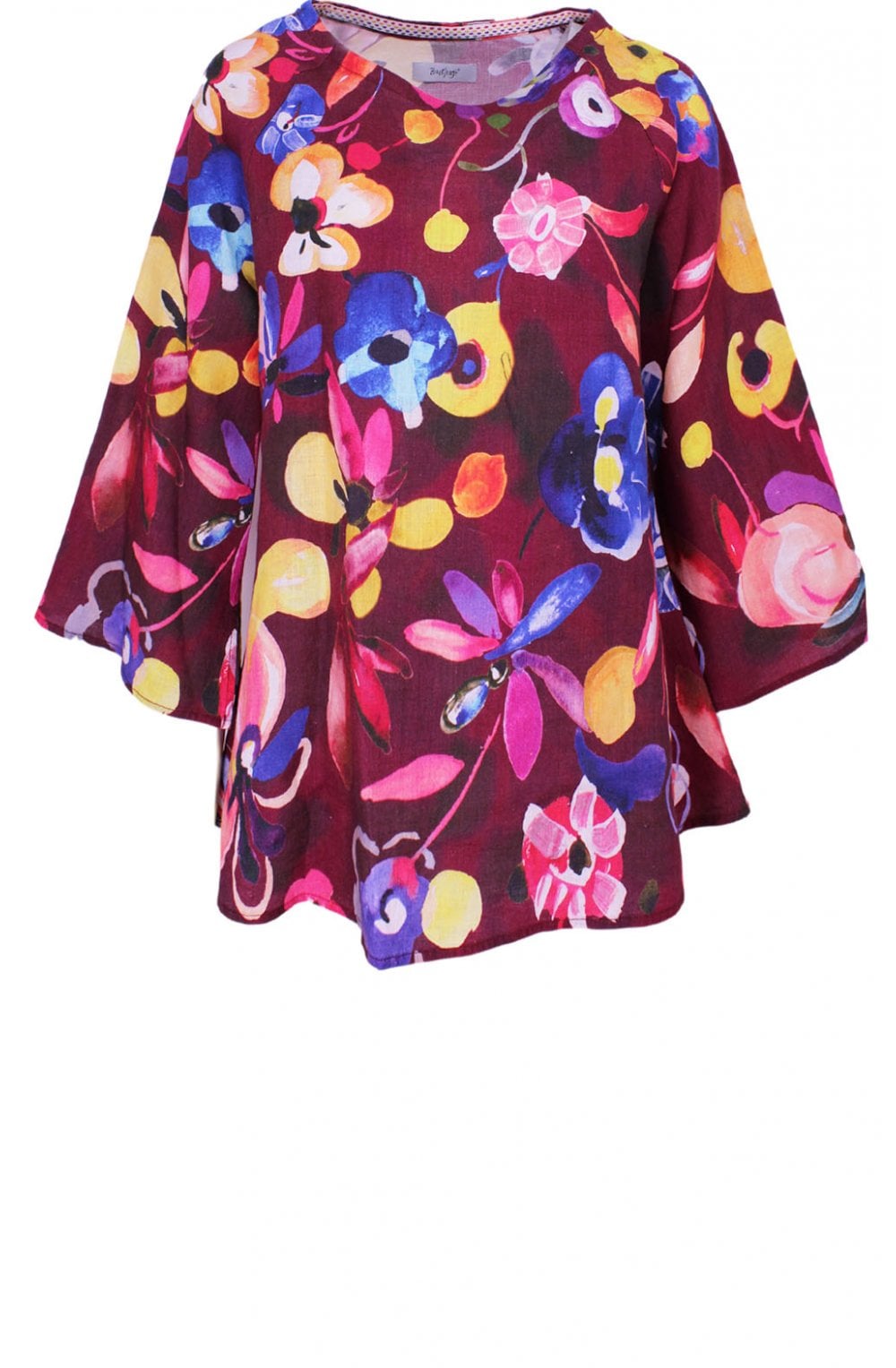 Bold Floral Print Linen Top