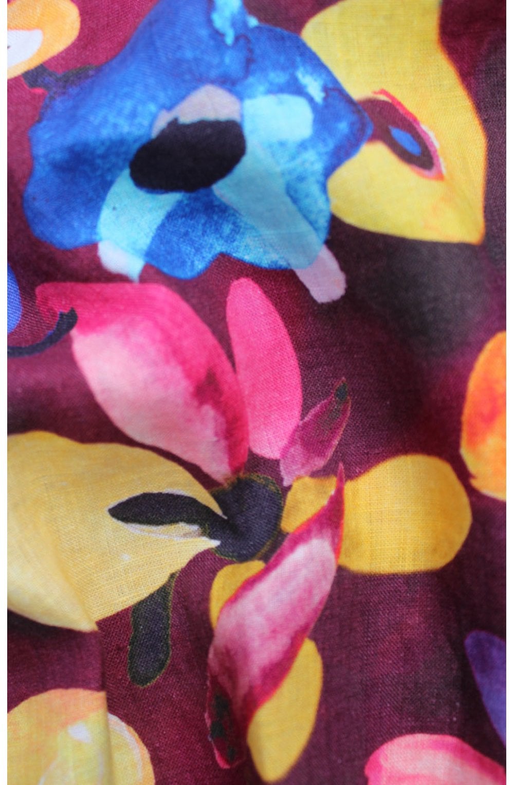 Bold Floral Print Linen Top