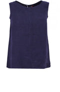 Navy Linen Sleeveless Top