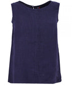 Navy Linen Sleeveless Top