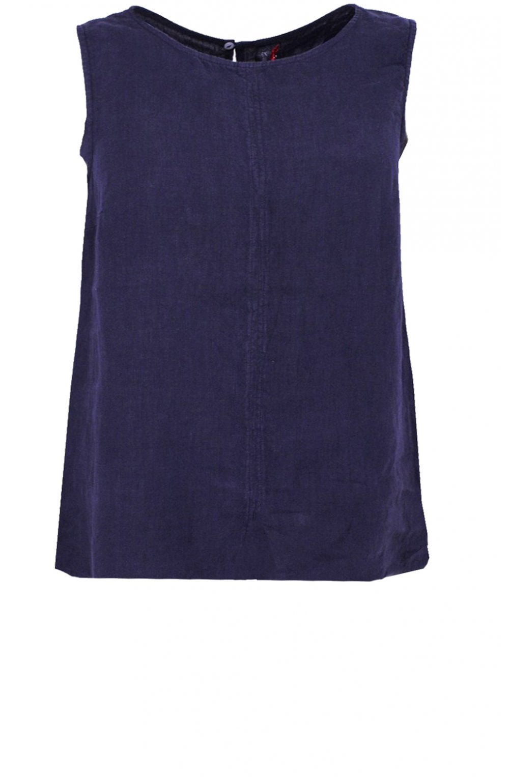 Navy Linen Sleeveless Top
