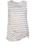 White & Beige Striped Top