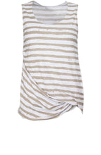 White & Beige Striped Top