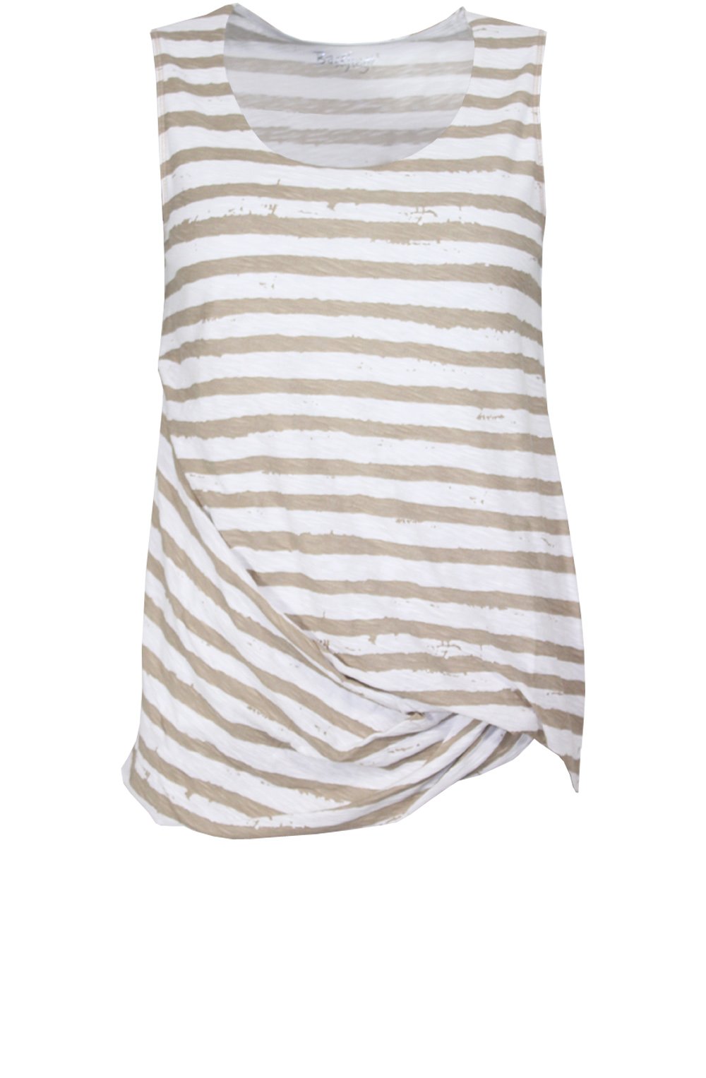 White & Beige Striped Top