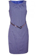Aqua Patterned Belted Dress