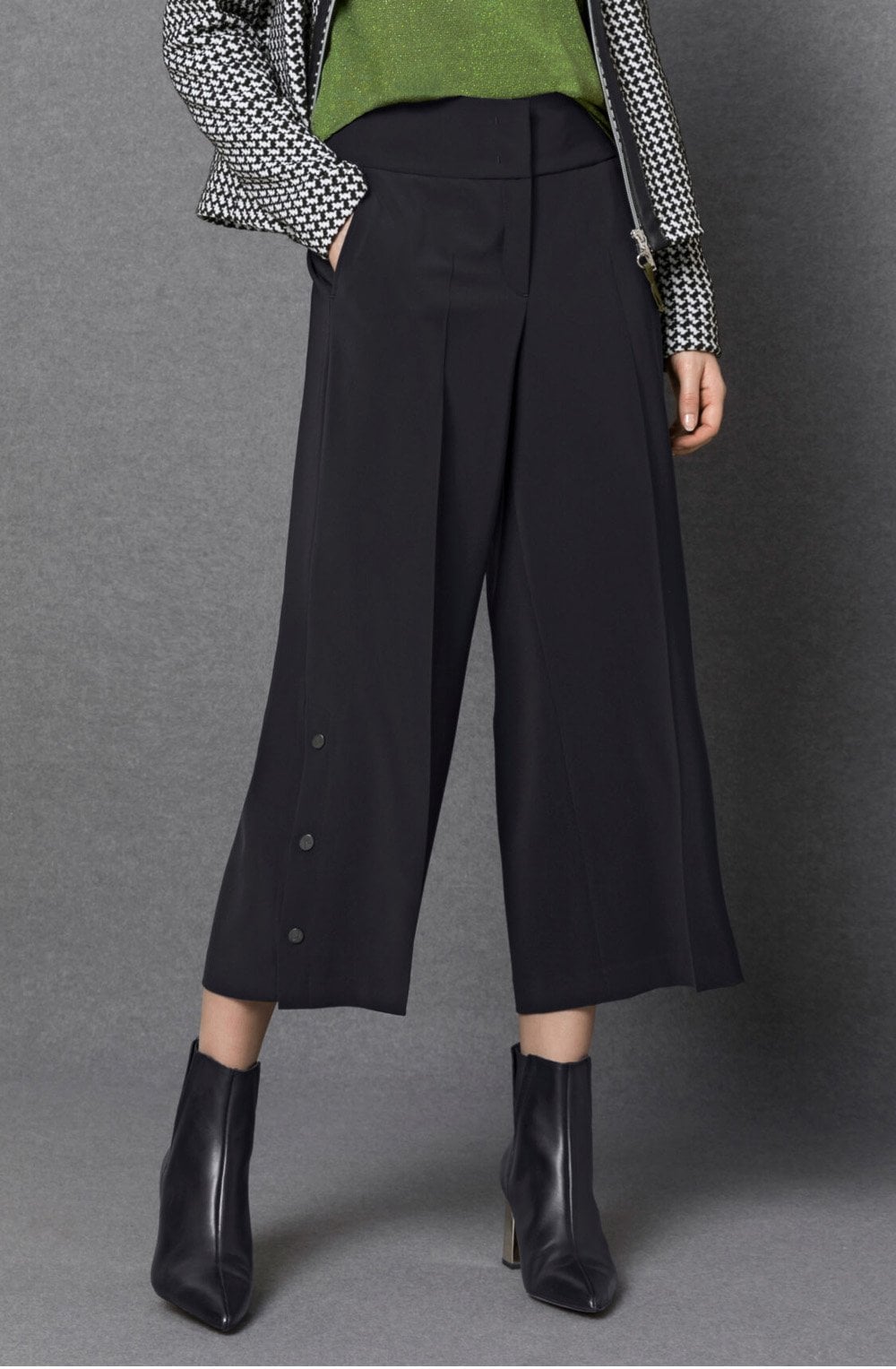 Black Button Detail Trousers