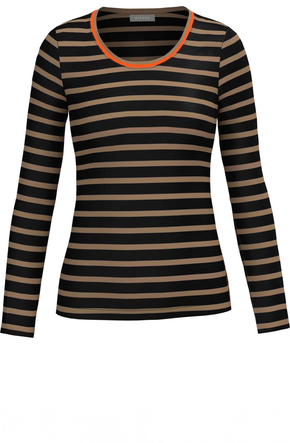 Black Nude & Orange Striped Top