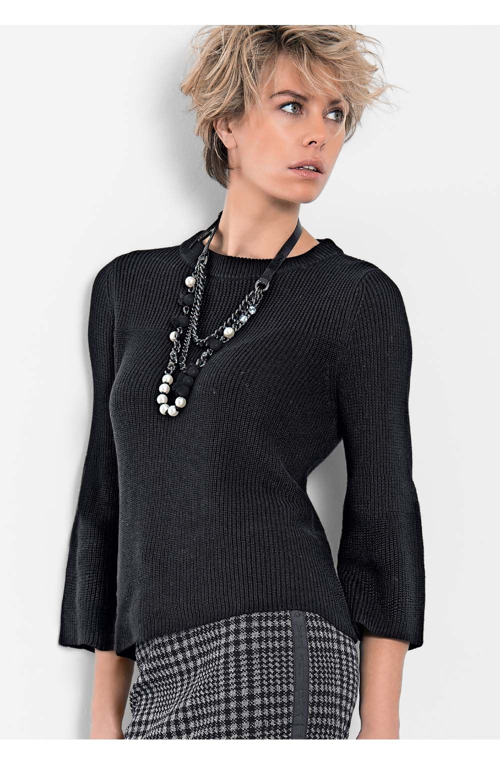 Black Ribbed Knit Sweater