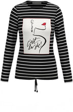 Black Striped Bold Print Front Top