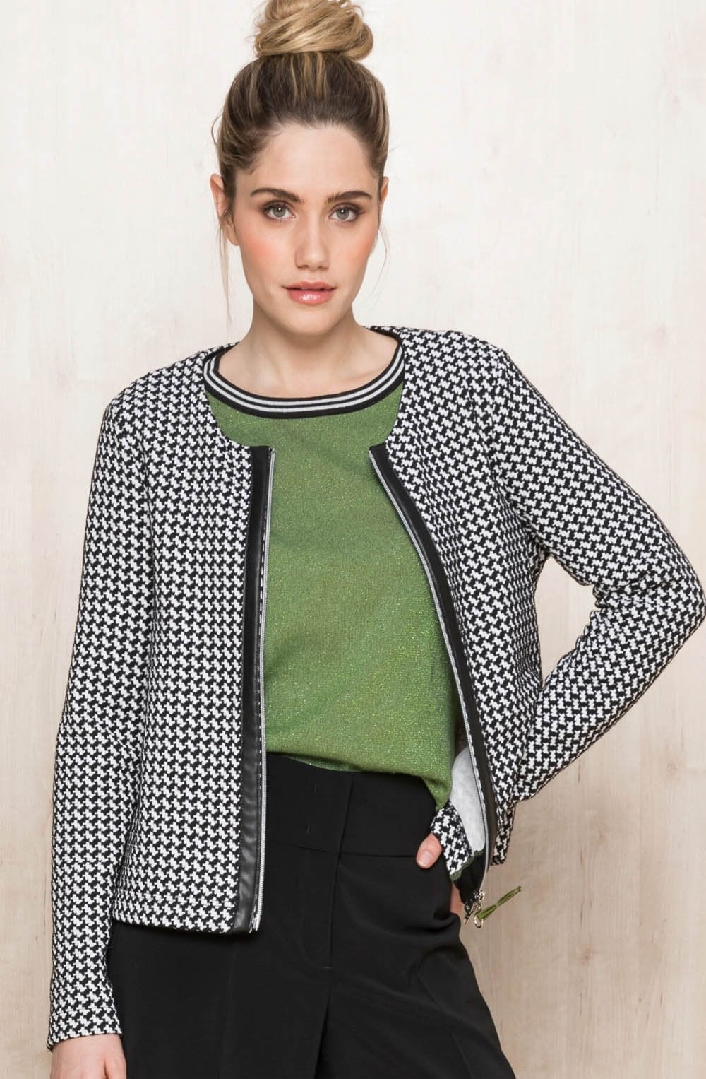 Black & White Dog Tooth Jacket