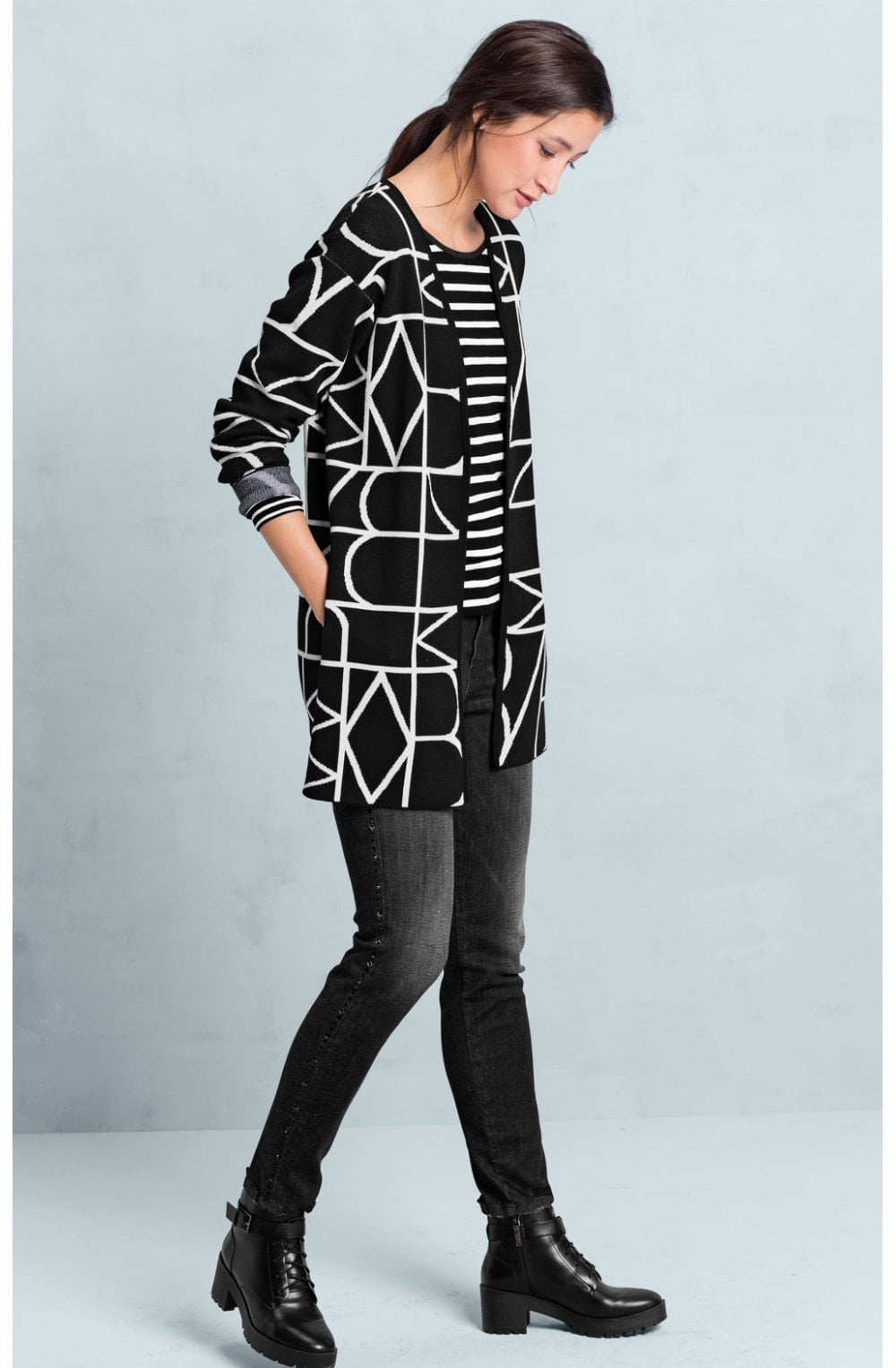 Black & White Patterned Cardigan