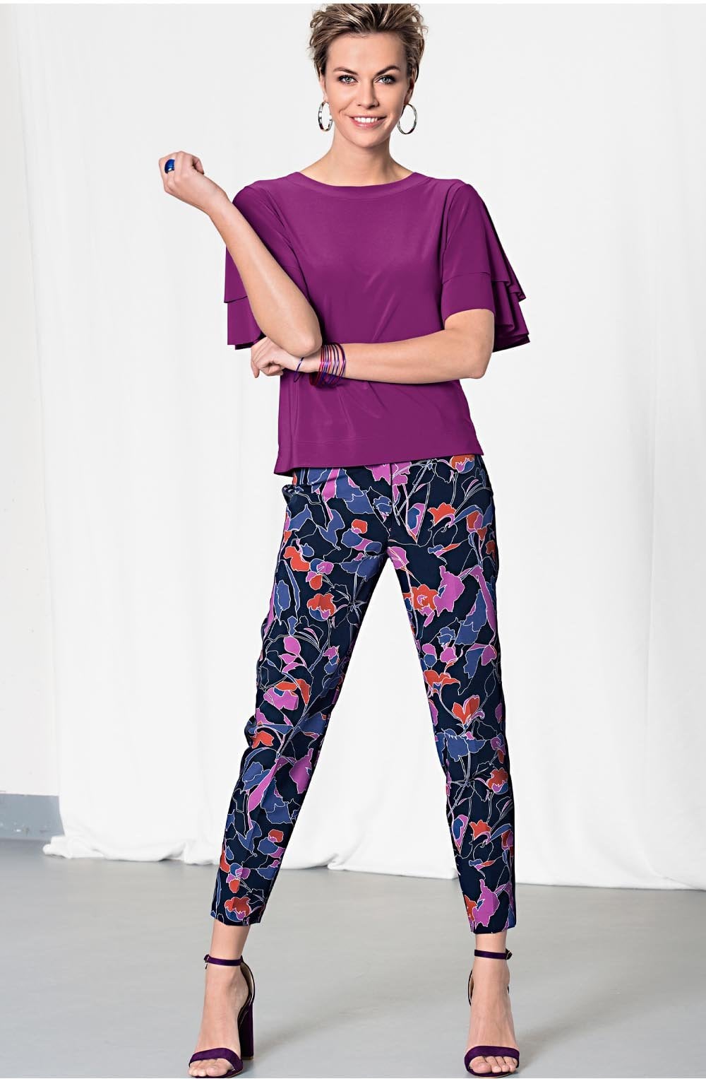 Bold Floral Print Trousers