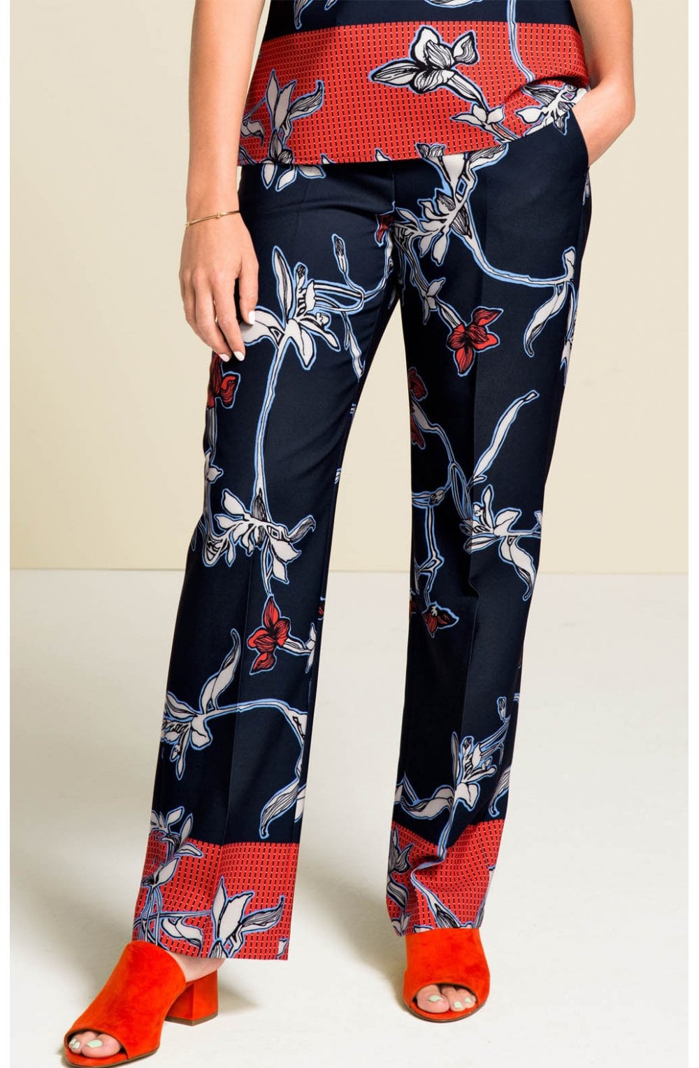 Bold Floral Print Trousers