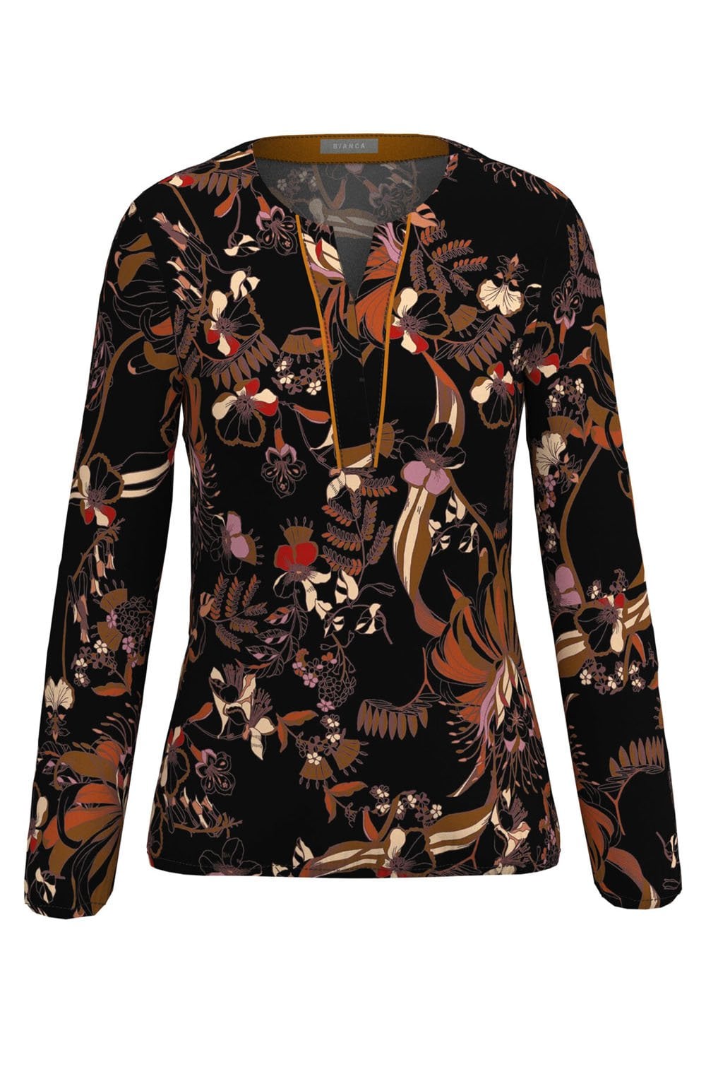 Bold Orange Floral Print Blouse