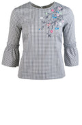 Check Bell Sleeve Blouse