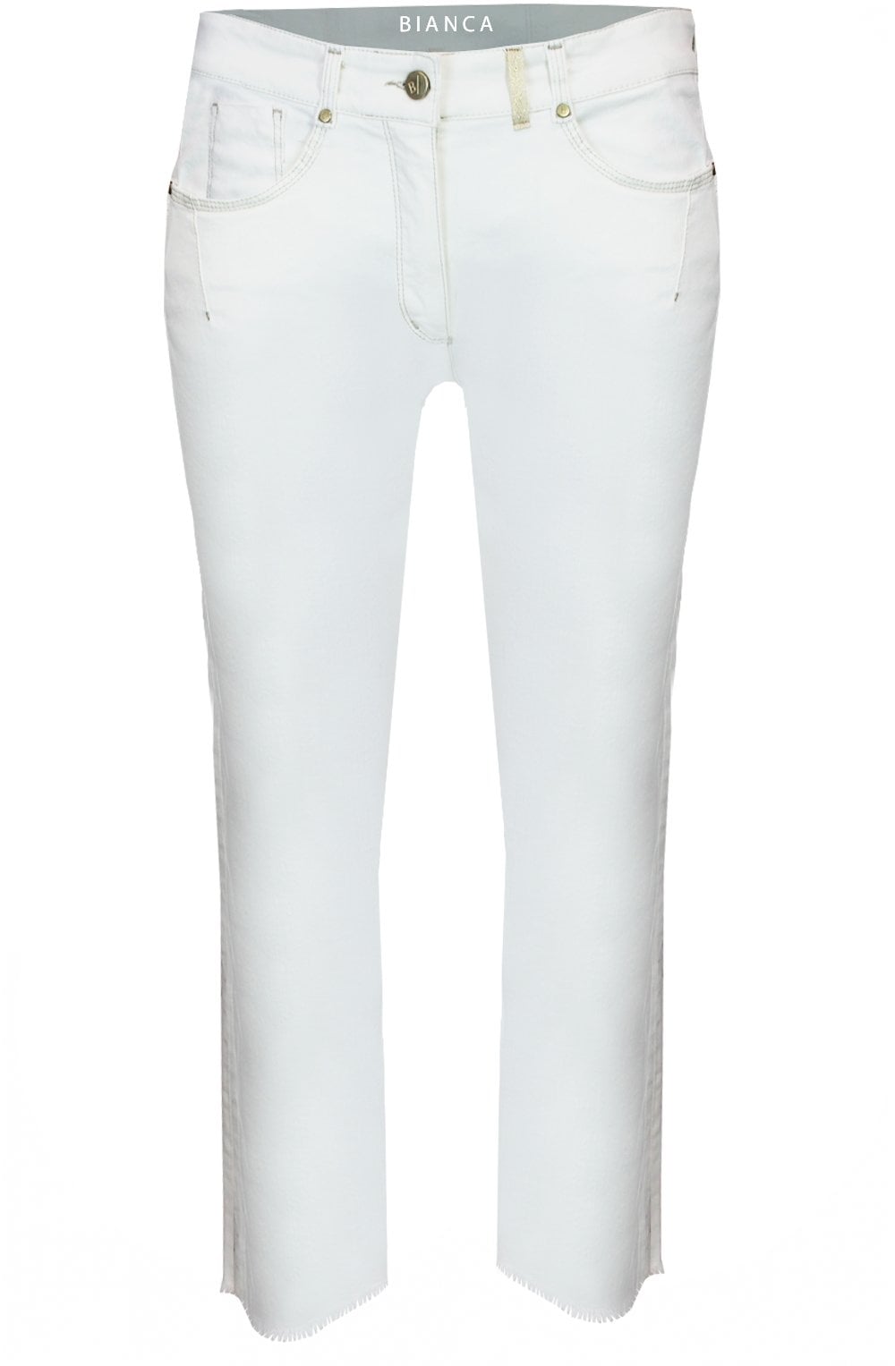 Denver Off White Jeans with Frayed Hem