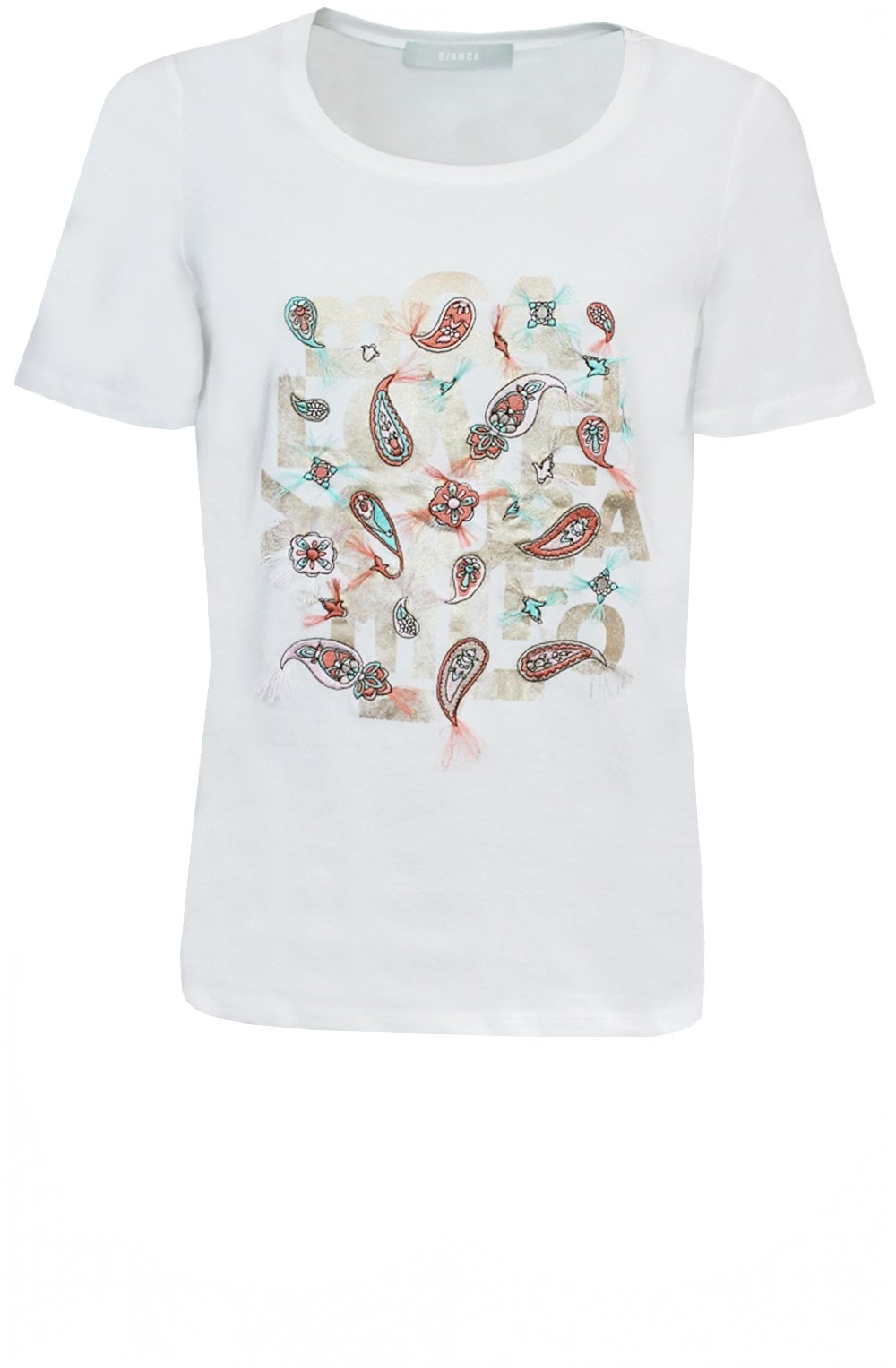 Dinia Embroidered Paisley T Shirt