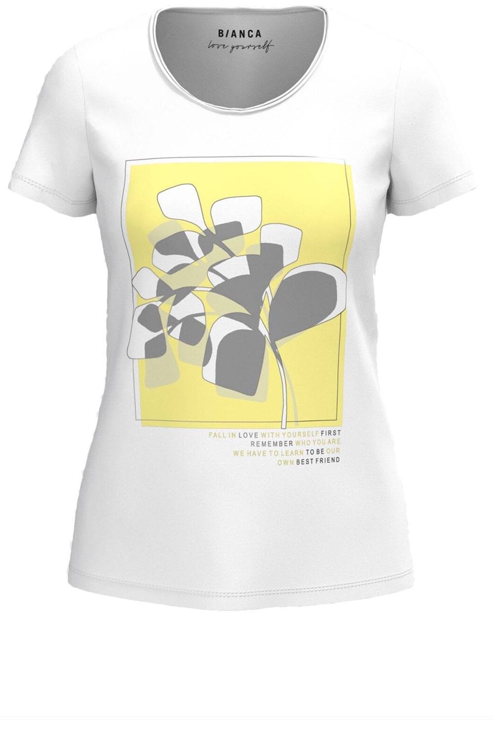Dinia White and Yellow Love Yourself T Shirt