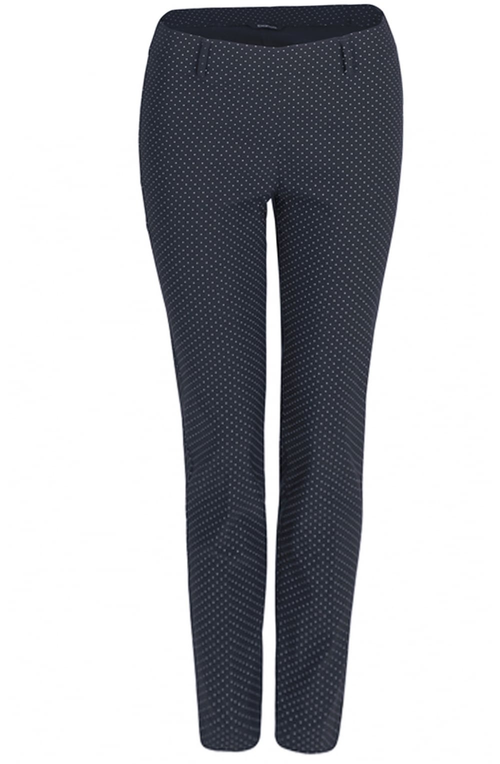 Dot Print Slim Leg Trousers