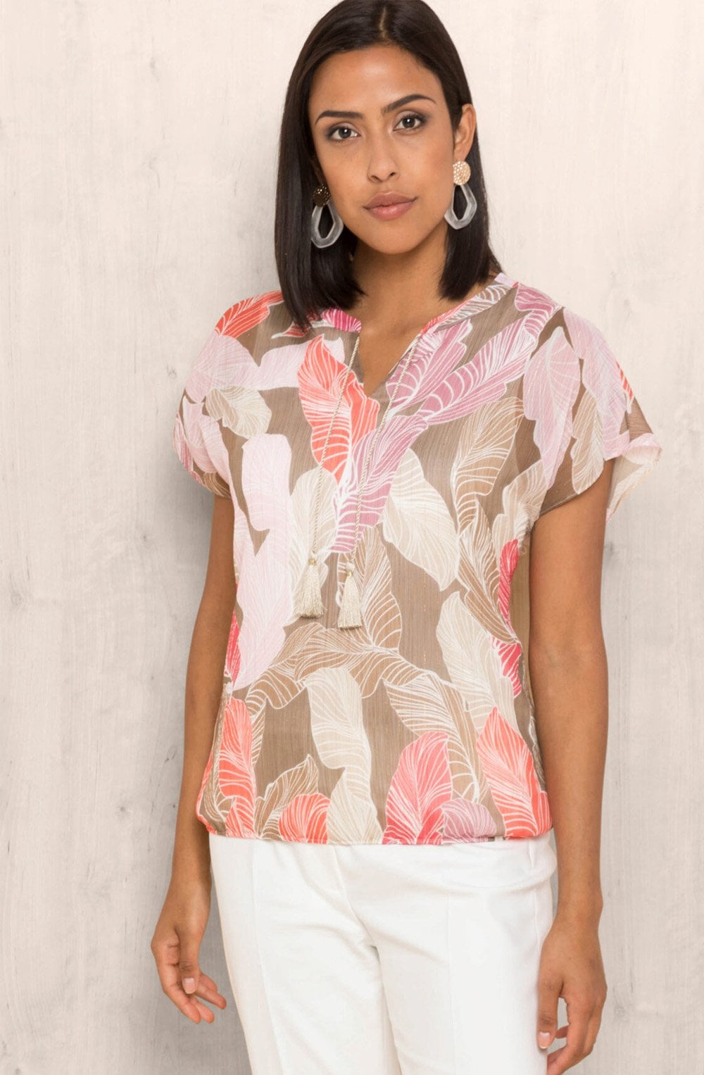 Fleni Leaf Print Blouse
