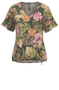 Fleni Leaf Print Ruffle Sleeve Blouse