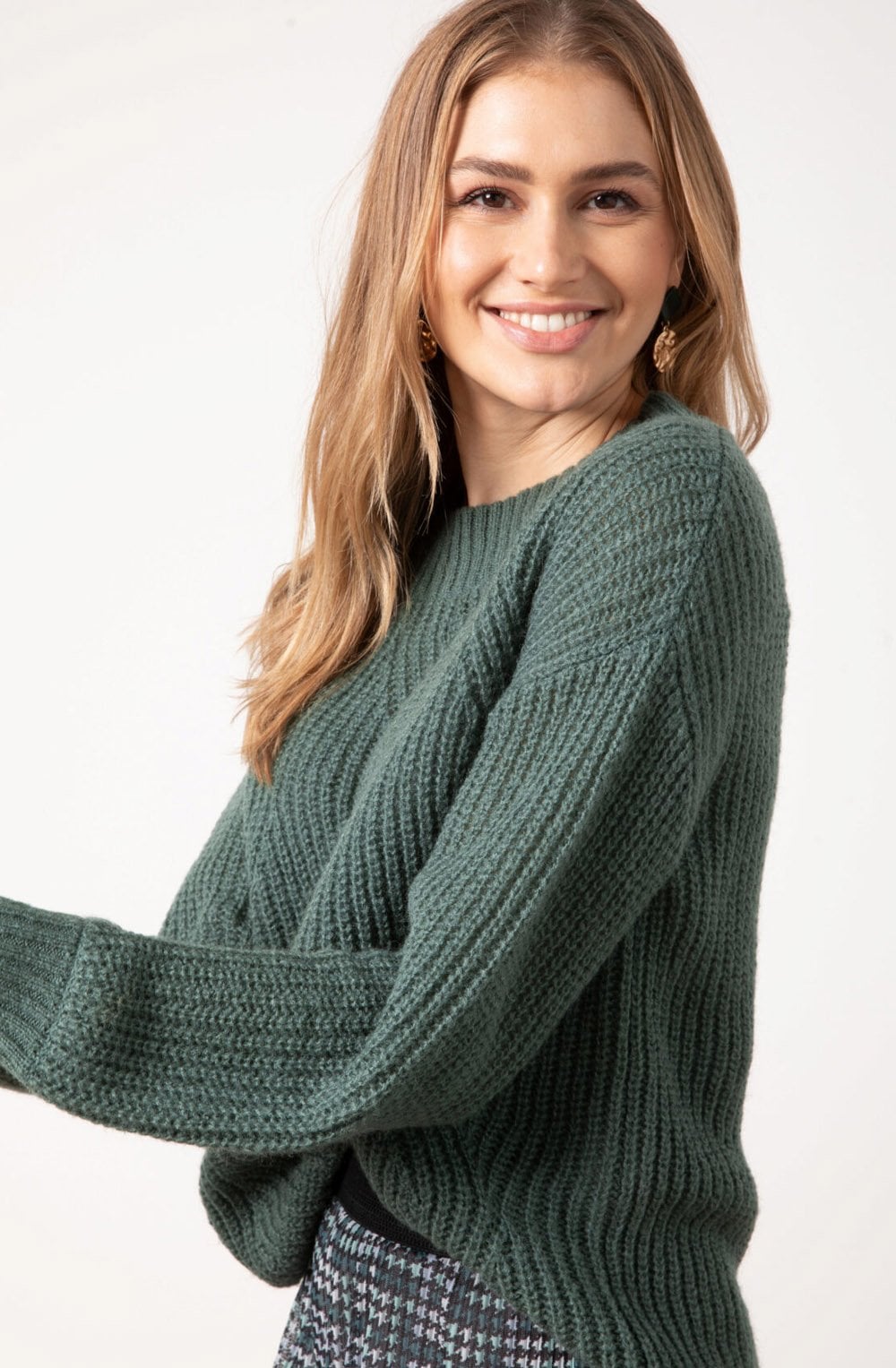 Green Chunky Ribbed Jumper