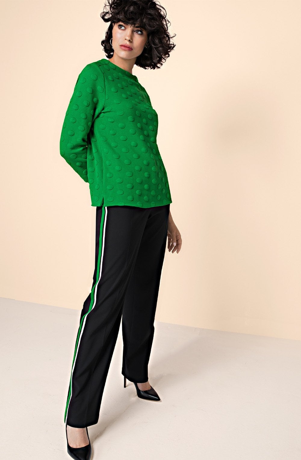 Green Embossed Spot Print Top