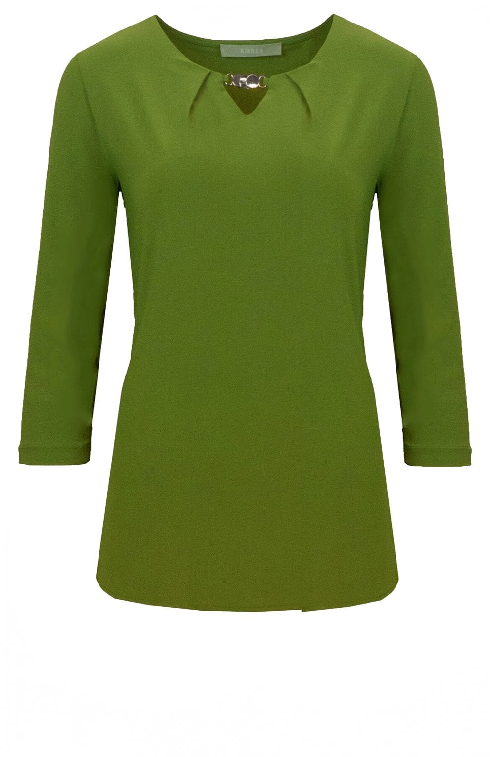 Green Key Hole Neck Blouse