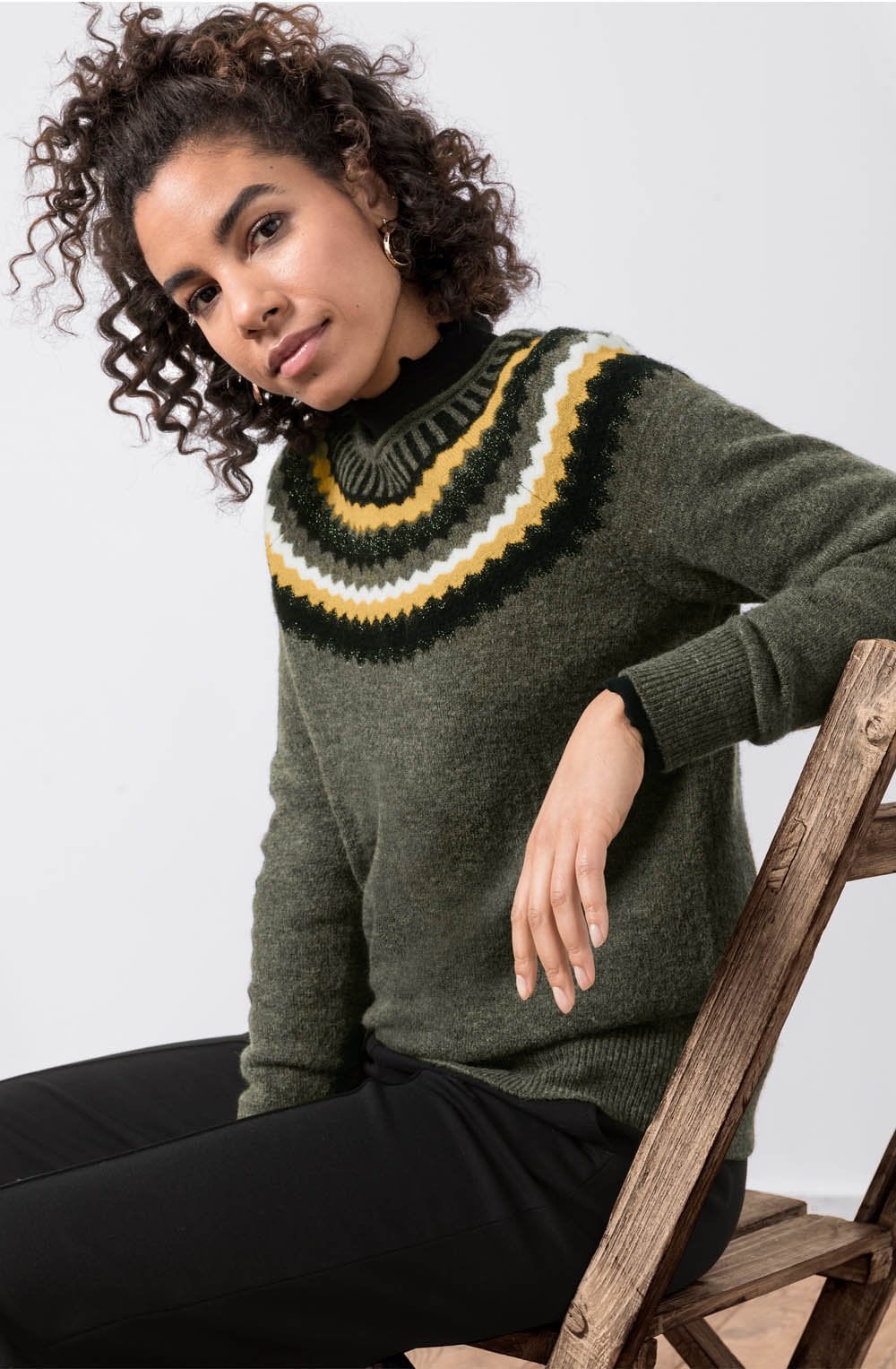 Green Mix Fairisle Pattern Jumper